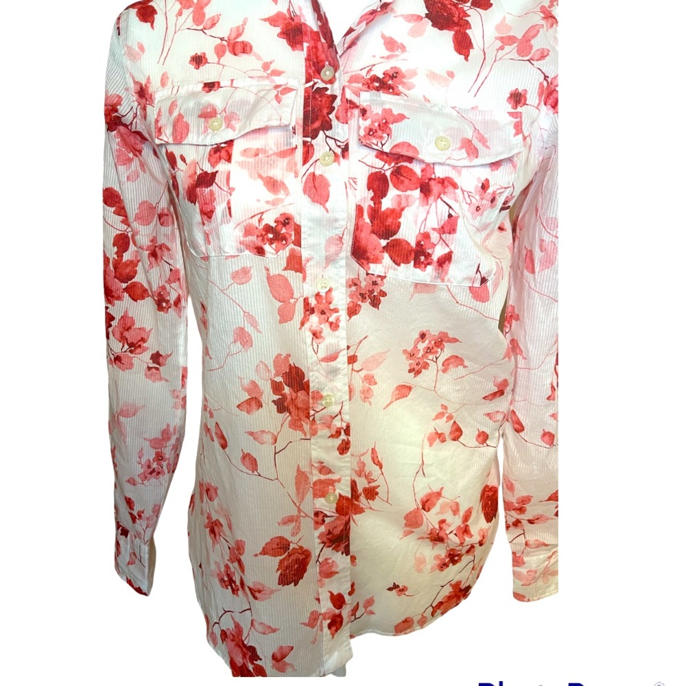 LAUREN RALPH LAUREN - Floral Pink Button Down Blouse. Size PXS - Picture 4 of 13